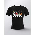 Festive Christmas Santa And Elf Zebra Crossing Graphic Print Tee - T-Shirts For Men