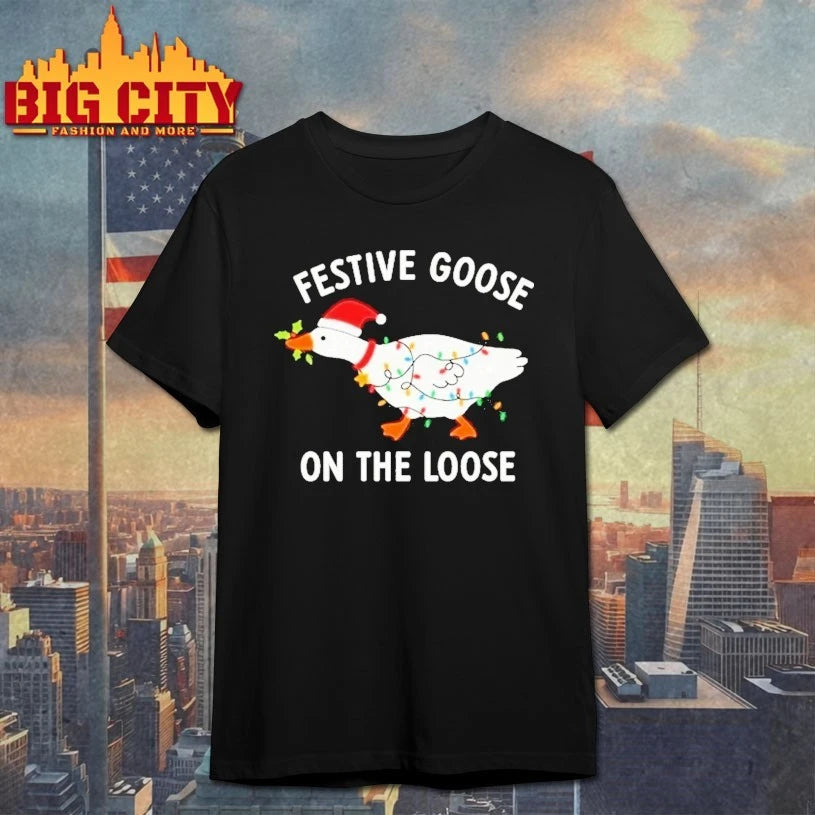 Festive Goose On The Loose Christmas 2025 shirt