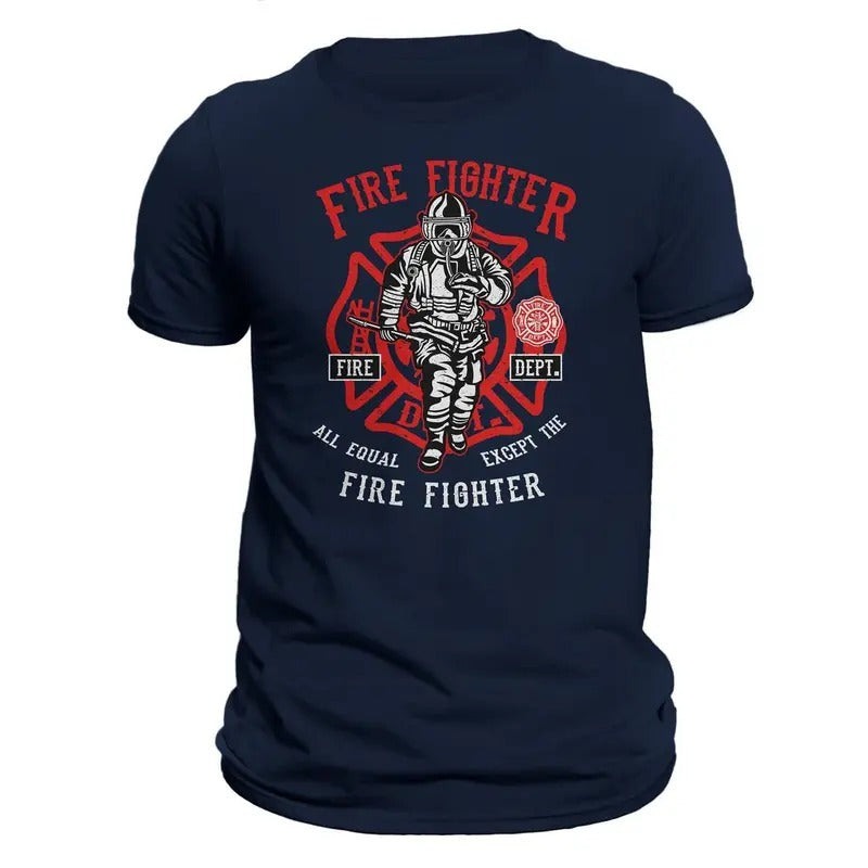 Fire Department Firefighter Retro Men's T-Shirt Casual Classic Cotton Crewneck Hoodie, Sweatshirt | RetroVerseTees.com