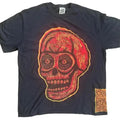 Fireball Skull  Hand printed Limited Edition T Shirt Cotton Menswear Hoodie, Sweatshirt | RetroVerseTees.com