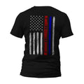 Firefighter Police Bravery Courage Honor Thin Red Blue Line Vertical Flag T-Shirt Casual Crewneck Hoodie, Sweatshirt