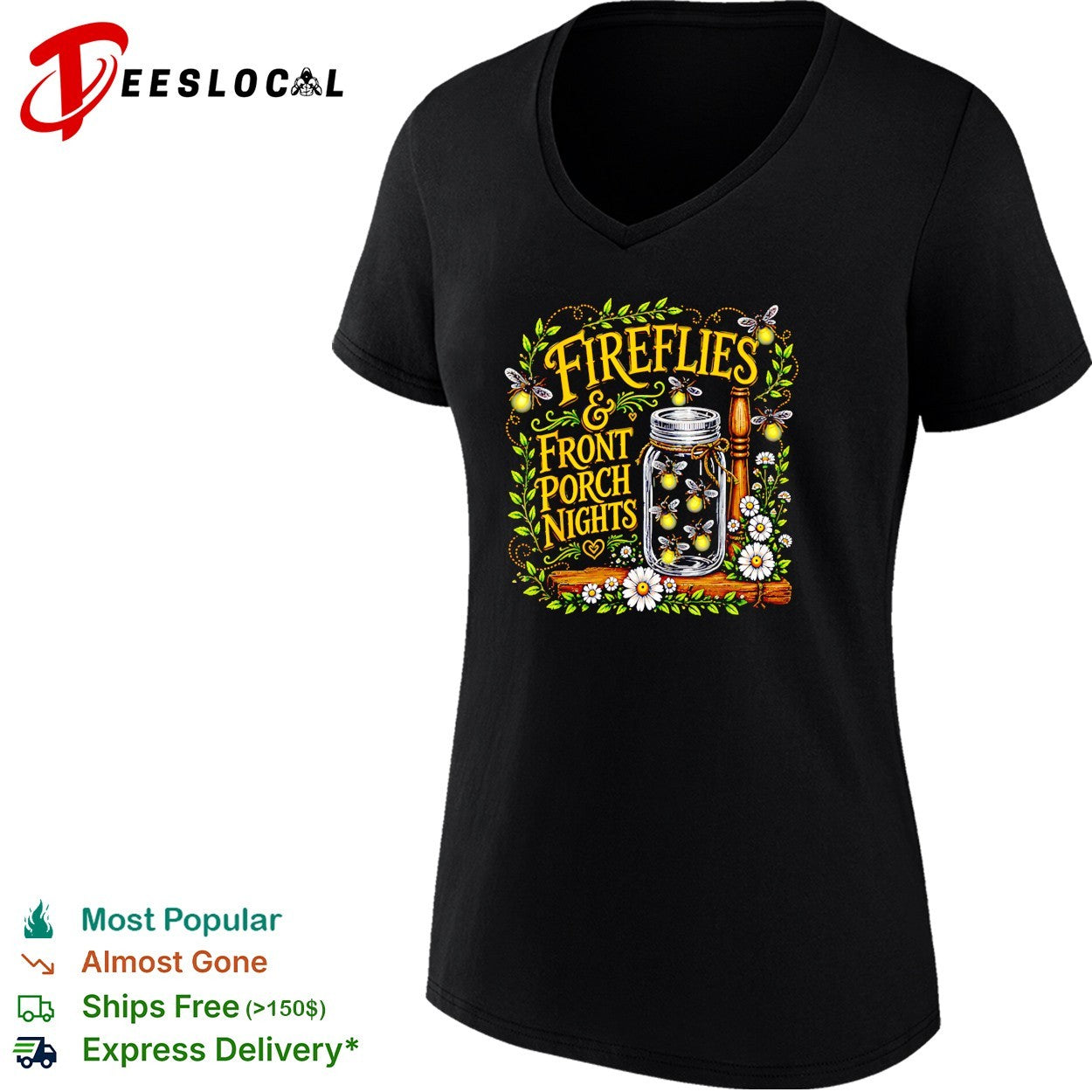 Fireflies and front porch nights mason jar shirt