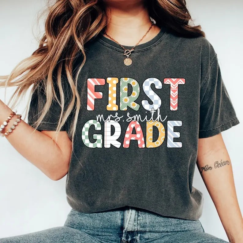 First Grade Teacher Shirt, 1st Grade Teacher Tee, First Day of School Matching TShirt, New Teacher Gift, Teacher Squad,...