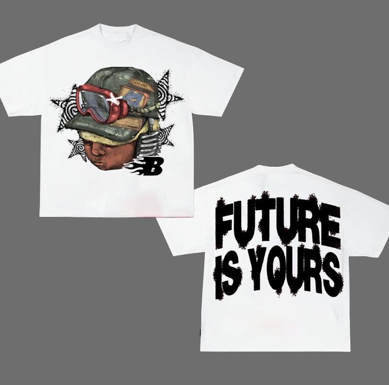 Flame Letter Future Is Your Graphic Big Face T Shirt Hip Hop Streetwear Y2k Fashion Hoodie, Sweatshirt | RetroVerseTees.com