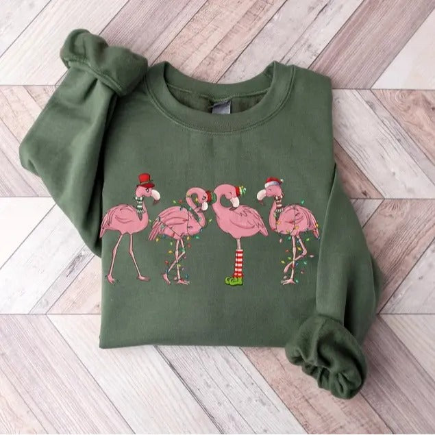 Flamingo Christmas shirt, Flamingo Christmas Shirt For Women, Flamingo Merry Christmas Sweatshirt, Flamingo Lover Gift,...