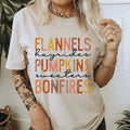 Flannels Pumpkins Bonfires Fall Shirt. Casual Fall Softstyle Unisex T-Shirt. Cute Graphic Tee Hoodie, Sweatshirt