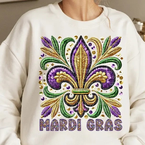 Fleur De Lis Faux Embroidery DTF Transfers - THIS IS NOT A SHIRT Hoodie, Sweatshirt | RetroVerseTees.com