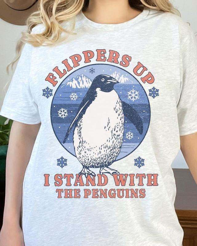 Flippers Up I Stand With The Penguins Shirt, Funny Penguin T-Shirt. Penguin Gift. Penguin Shirt Hoodie, Sweatshirt