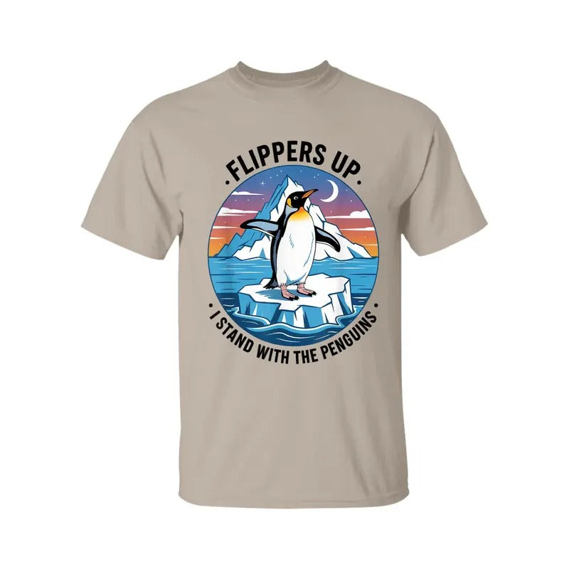 Flippers Up I Stand With The Penguins T-Shirt, Graphic Tee For Men, For Women Hoodie, Sweatshirt | RetroVerseTees.com