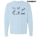 Floral Blue Bunny Trio Long Sleeve Comfort Colors T-Shirt 'NLB' Hoodie, Sweatshirt | RetroVerseTees.com