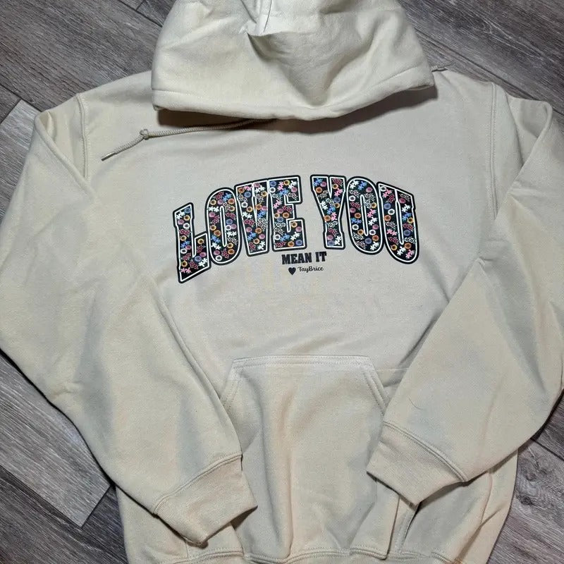 Floral Bold Love You Hoodie Sweatshirt T-shirt | RetroVerseTees.com