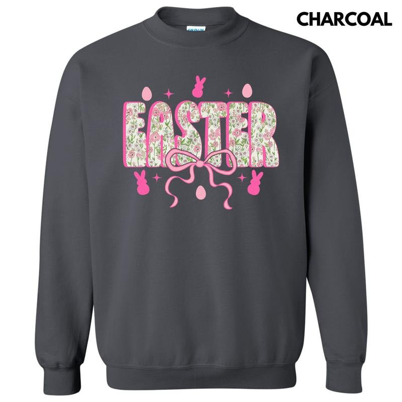 Floral Easter Pink Coquette Sweatshirt T-Shirts, Hoodie | RetroVerseTees.com