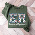 Floral Emergency Department Sweatshirt, ER Nurse Gift, Er Department Sweater, Emergency Room Tee Fabric Menswear Apparel...
