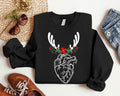 Floral Heart Anatomy Sweatshirt, Nurse Christmas Hoodie, Reindeer Human Heart Sweater, CVICU Cardiac Nurse Xmas Gift,...