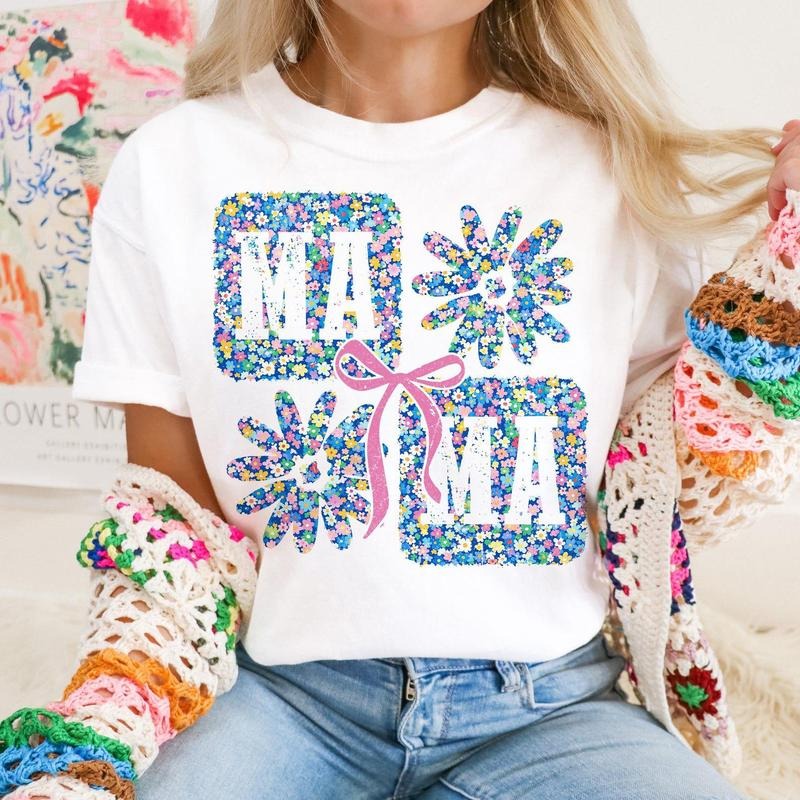 Floral Mama Coquette Shirt, Mama Flower Shirt, Preppy Mama Shirt, Mama Floral Shirt, Retro Mama Flower Shirt, Mama Shirt,...