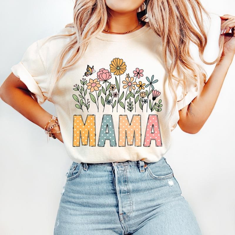 Floral Mama T-Shirt, Mother's Day T-Shirt, Wildflowers T-Shirt, Flowers T-Shirt, Mama Shirt Polka Dots Hoodie, Sweatshirt