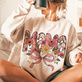 Floral Mama Vinatge Sweater, Retro Coquette Mama Bow Tee, Mama Groovy Shirt, Mothers Day Gift, Gift for Mom Hoodie,...