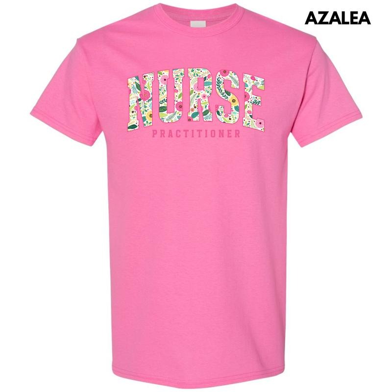Floral Nurse Practitioner Gildan Short Sleeve T-Shirt 'NLB' Hoodie, Sweatshirt | RetroVerseTees.com