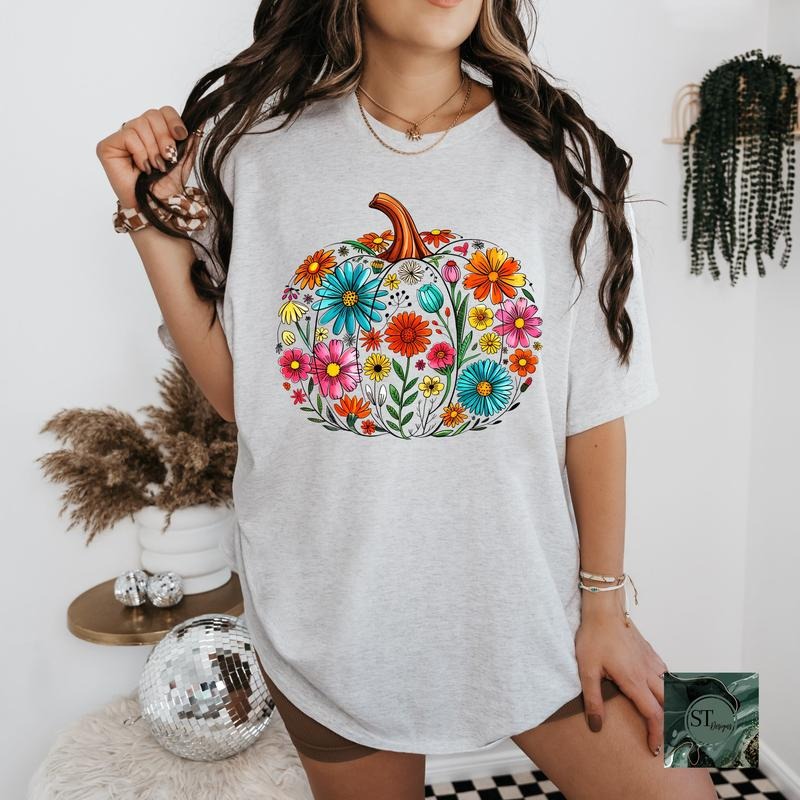 Floral Pumpkin T-Shirts, Hoodie, Sweatshirt | RetroVerseTees.com