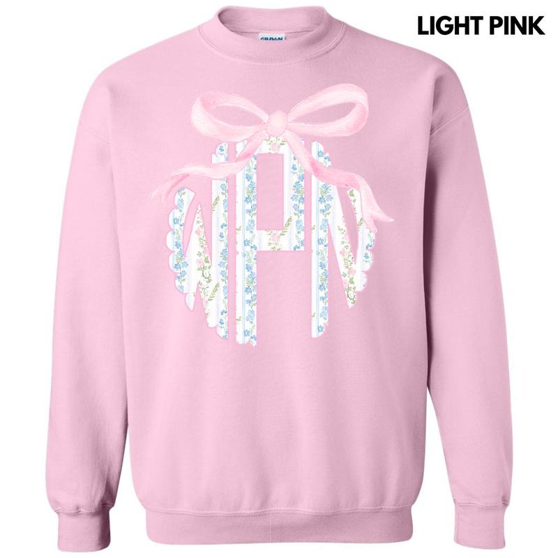Floral Stripe Monogram Sweatshirt 'NLB' T-Shirts, Hoodie | RetroVerseTees.com