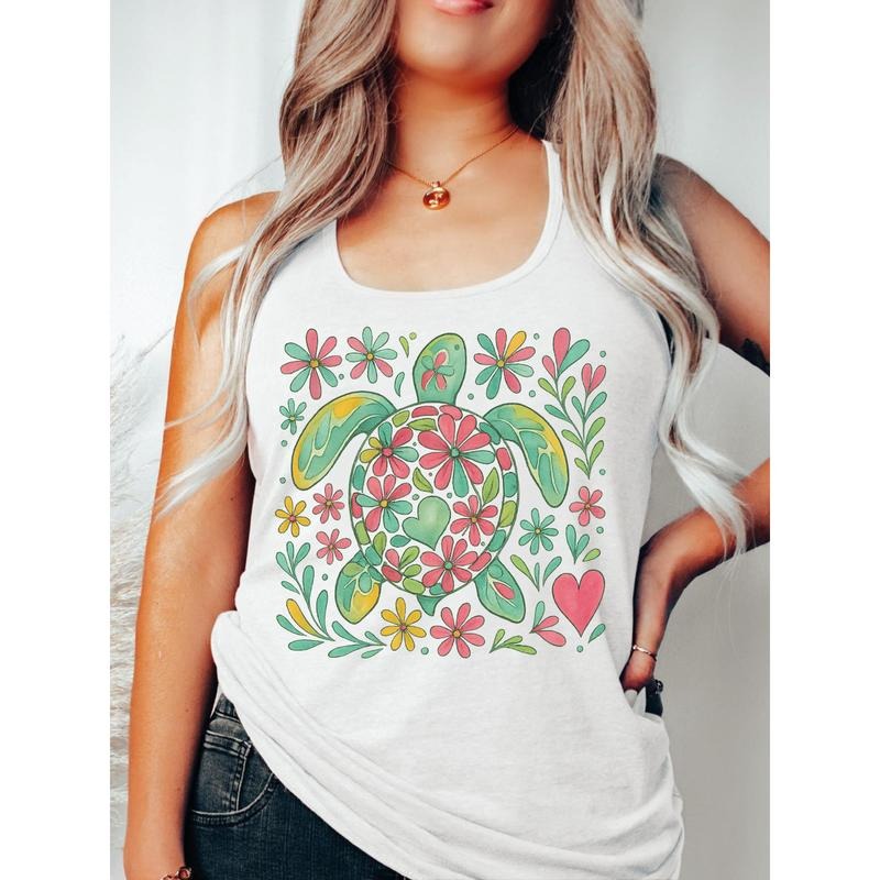 Floral Turtle - TNF Vest: Blending Nature Gunpla brand Adorable Design style 02 T-Shirts, Hoodie, Sweatshirt