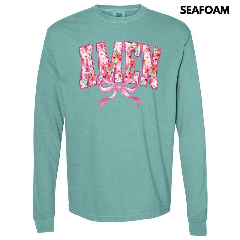 Flower Amen Coquette Long Sleeve Comfort Colors T-Shirt 'NLB' Hoodie, Sweatshirt | RetroVerseTees.com