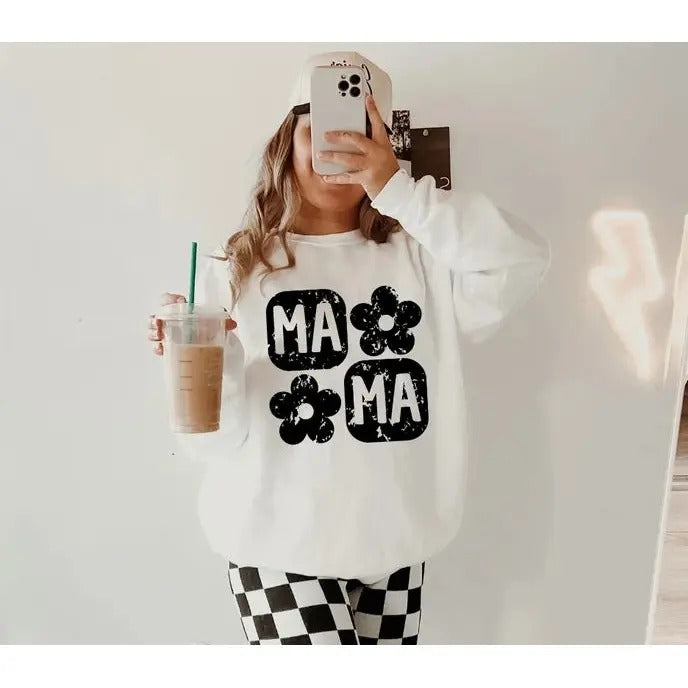 Flower Checker Mama Pullover T-Shirts, Hoodie, Sweatshirt | RetroVerseTees.com