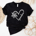 Flower Heart Grandma Shirt, Grandmother Birthday Gift T-shirt, Grammy Valentine Tee, New Grandma Short Sleeve, Nana...