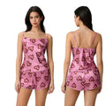 Women Pajama Set, Heart/Flower Print Sleeveless Camisole with Shorts Sleepwear Loungewear T-Shirts, Hoodie, Sweatshirt