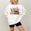 Flowers Books Sweatshirt, Bookworm Sweatshirt, Bookish Sweatshirt, Book Club Sweatshirt, Book Crewneck Sweater, Book...