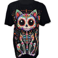 Fluorescent Cat T-Shirt with Colorful Skeleton Design for Men and Women Top Shortsleeve Crewneck Tshirt Hoodie, Sweatshirt