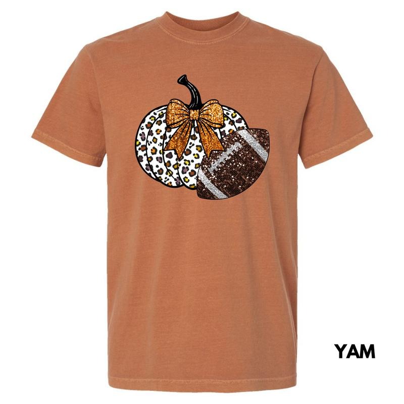 Football & Pumpkin FAKE Glitter Comfort Colors T-Shirt 'NLB' Hoodie, Sweatshirt | RetroVerseTees.com
