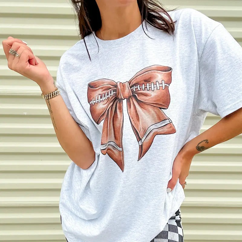Football Bow Graphic Top T-Shirts, Hoodie, Sweatshirt | RetroVerseTees.com