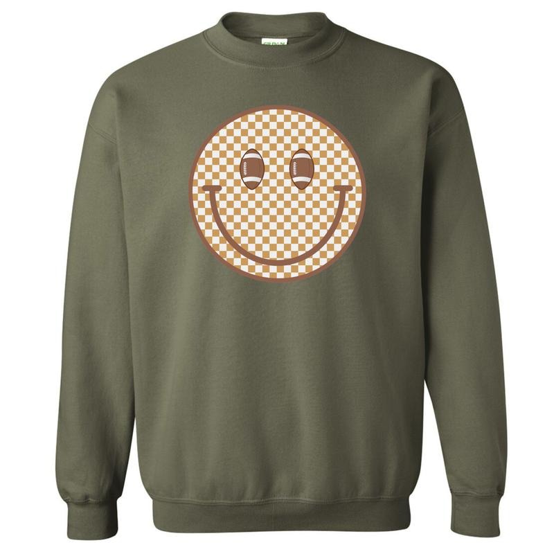 Football Checkered Happy Face Sweatshirt 'NLB' T-Shirts, Hoodie | RetroVerseTees.com