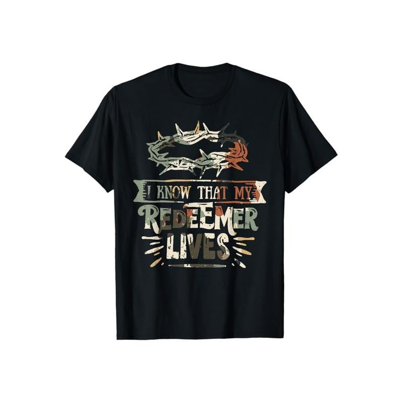 For I Know My Redeemer Lives Shirt Cotton Casual Street Style Crew Neck Short Sleeve T-Shirt Trendy Top for Women for...