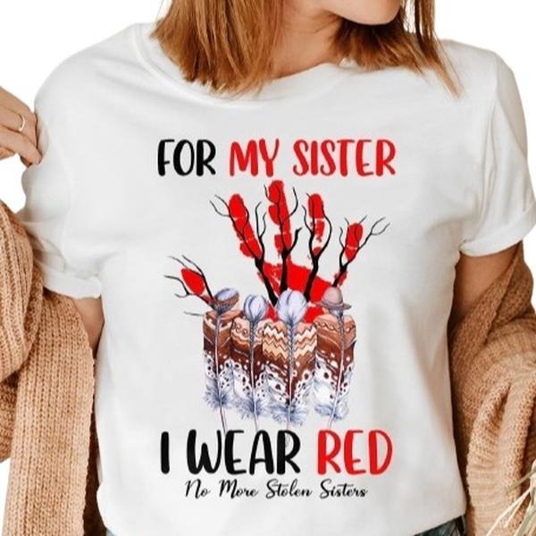 For My Sisters Swoosh Wear Red, TNF More Stolen Sisters MMIW T-Shirt Hoodie, Sweatshirt | RetroVerseTees.com