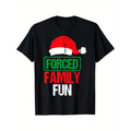 Forced Family Fun Sarcastic Christmas Pajama Family Funny men's T-Shirt made in usa Hoodie, Sweatshirt | RetroVerseTees.com