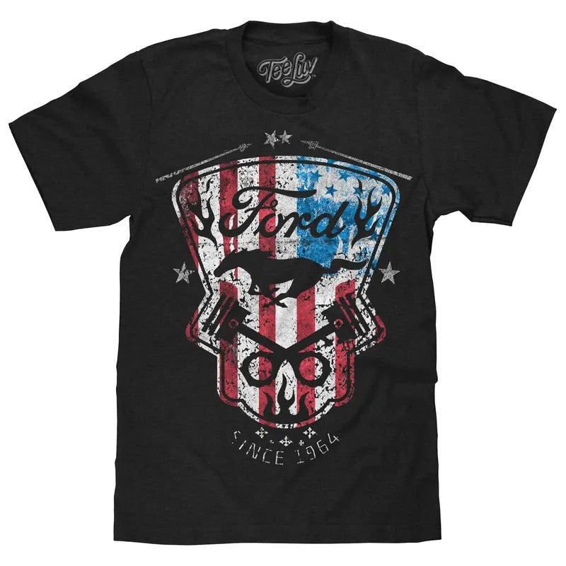 Ford Mustang American Flag T-Shirt - Black Hoodie, Sweatshirt | RetroVerseTees.com