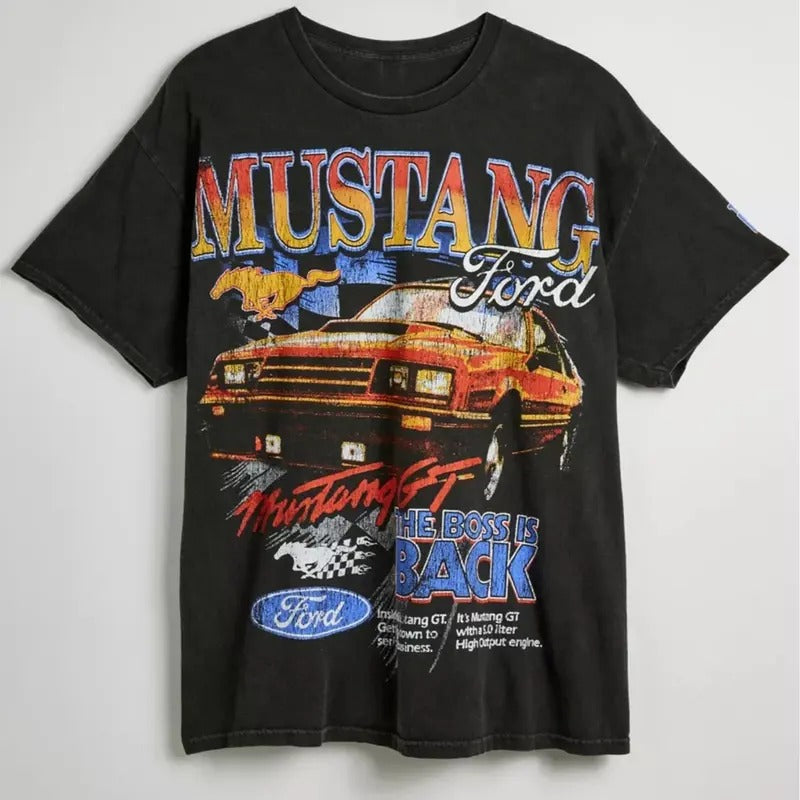 Ford Mustang Graphic T-Shirt, Vintage Car Print, Casual Unisex Cotton Tee, Retro Style Shirt, Gift for Car Enthusiasts,...