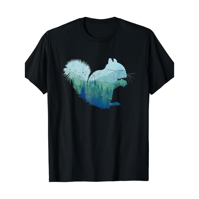 Forest Squirrel T-Shirt Casual Crew Neck T-Shirt Made in USA Hoodie, Sweatshirt | RetroVerseTees.com