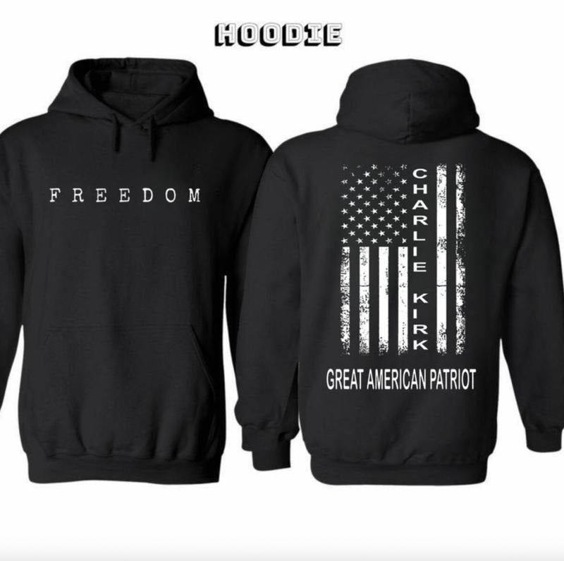 Forever In Our Hearts Charlie Kirk Hoodie, A True PatriotCharlie Kirk Great American Patriot Hoodie, Memorial Tribute...