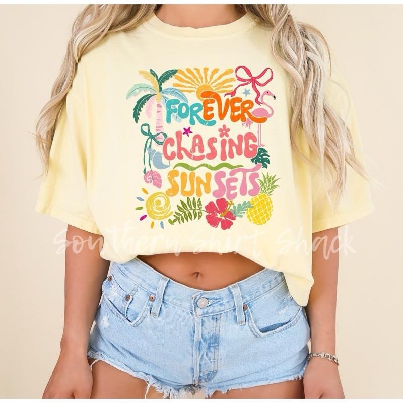 Forever chasing sunsets T shirt  | Banana comfort colors T shirt Hoodie, Sweatshirt | RetroVerseTees.com