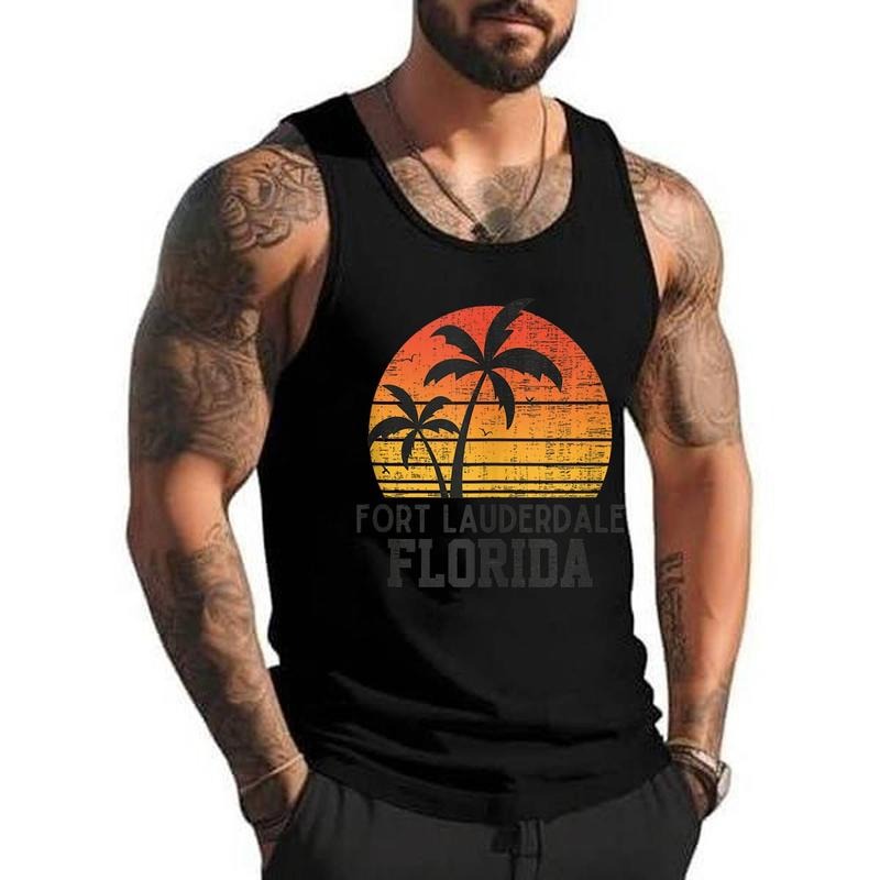 Fort Lauderdale Florida Retro Palms And Sunshine FL Summer Unisex Tank Top, Cotton, Size S-3XL T-Shirts, Hoodie, Sweatshirt