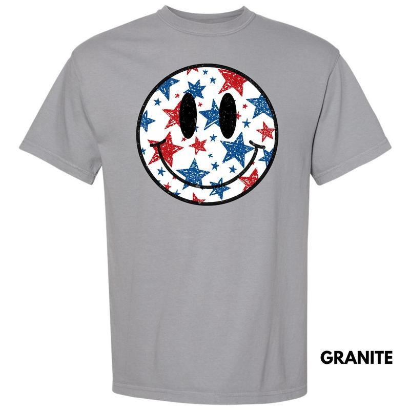 Fourth Of July Stars Happy Face Comfort Colors T-Shirt 'NLB' Hoodie, Sweatshirt | RetroVerseTees.com