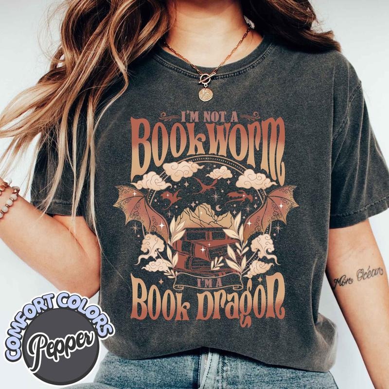 Fourth Wing Dragon Comfort Colors Shirt,Book Lover Shirt,Book Dragon Sweatshirt,Book Lovers Gift, I'm Not A Bookworm...