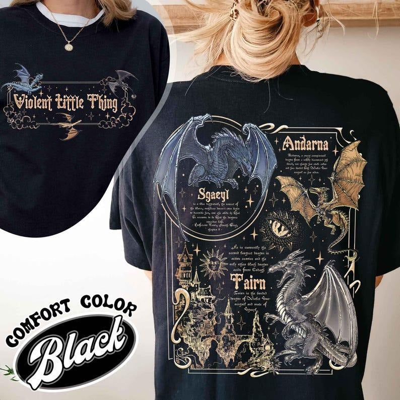 Fourth Wing Dragon Shirt, Dragon Rider Violent Little Thing, Tairn & Andarna Dragon TShirt, Basgiath War College Shirt,...