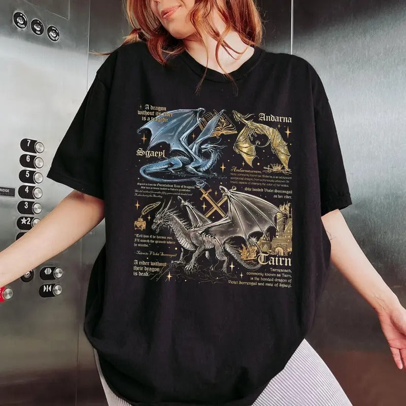 Fourth Wing Dragon Shirt, Tairn Andarna Sgaeyl Dragon T Shirt, Dragon Rider Tee, Basgiath War College Crewneck, Bookish...
