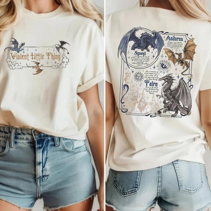 Fourth Wing Dragon Sweatshirt, Dragon Rider Violent Little Thing, Tairn & Andarna Dragon Tshirt, Basgiath War College...