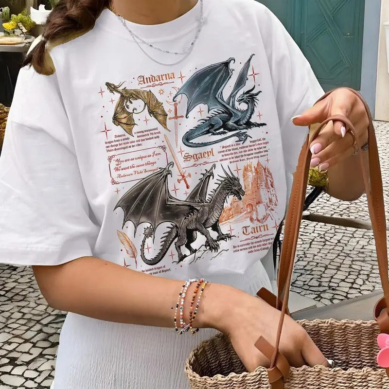 Fourth Wing Dragon Tshirt, Tairn & Andarna Tshirt, Dragon Rider Shirt, Bookish Gift For Readers, Bookworm , Unisex Short...
