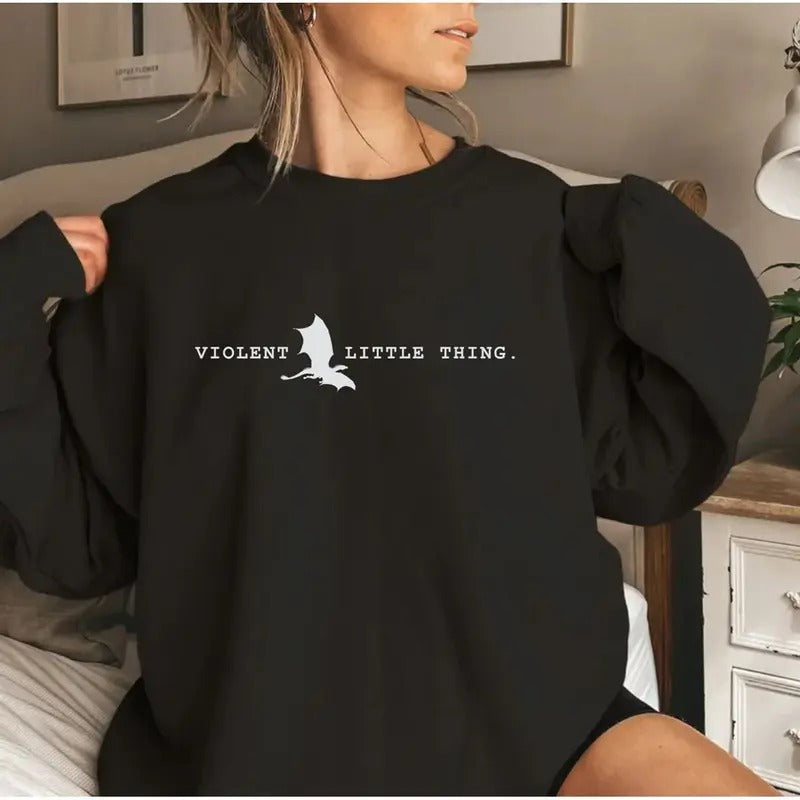 Fourth Wing Violent Little Thing Hoodie Sweater, Xaden Riorson Shirt, Fourth Wing Tee, Basgiath College Sweatshirt,...